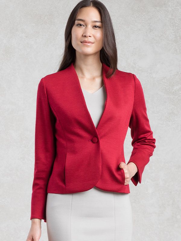 Red Collarless Jacket