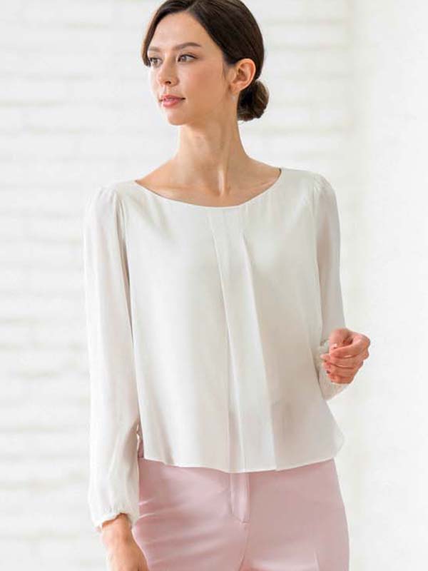 Stretch Chiffon: White Double Layer Chiffon Top