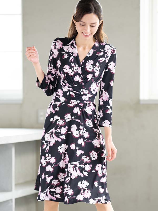 Pink Ray Flower Wrap Dress