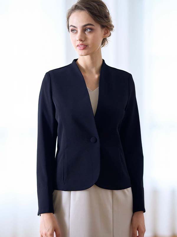All-Season / No Lining: Navy Collarless Jacket
