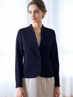 All-Season / No Lining: Navy Collarless Jacket