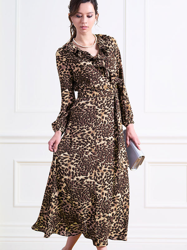 Stretch Chiffon: Leopard Print Chiffon Frill Long