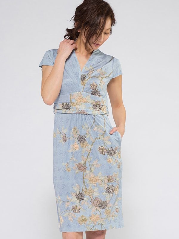 Japanese Pattern: Silk Hana Asagi Shell Dress