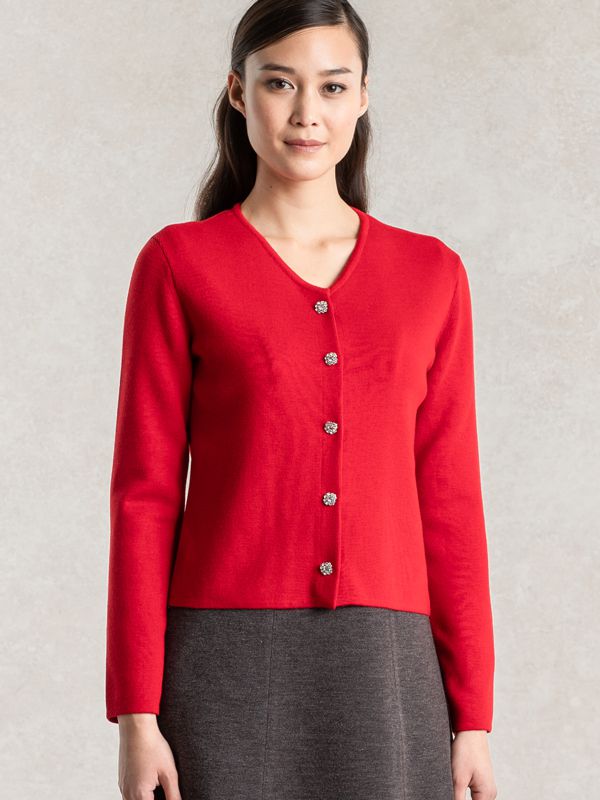 Red Bejeweled Cardigan