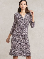 White Geo Gathered Dress