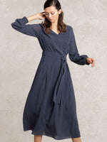 Stretch Chiffon: Navy Chiffon Long Dress