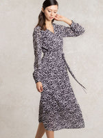 Stretch Chiffon: White Geo Chiffon Long Dress
