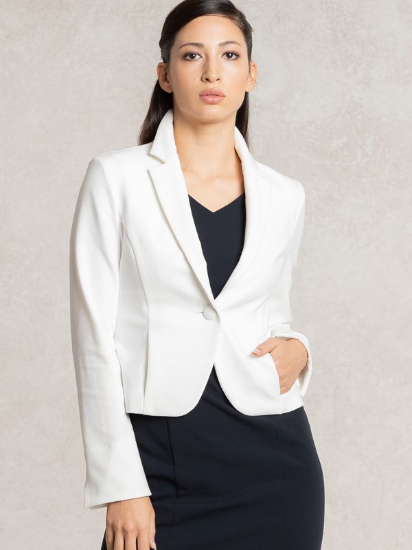 All-Season / No Lining: White Short Tailored Jacket