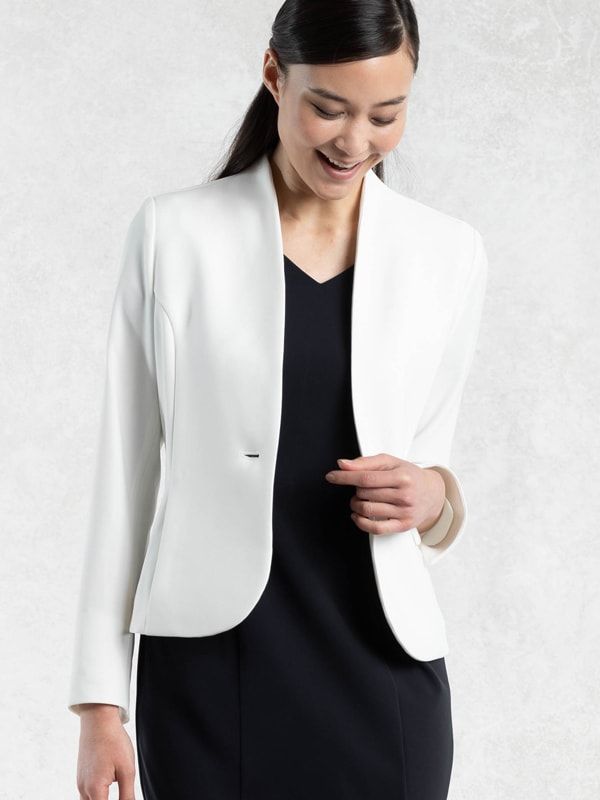 All-Season / No Lining: White Collarless Jacket