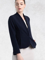 All-Season / No Lining: Navy Collarless Jacket
