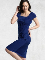 Royal Blue Square Neck Gather Dress