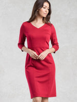 Suit Friendly: Red V-Neck I-Line Dress