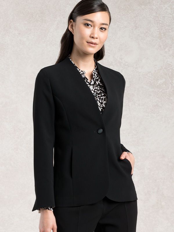 Suit Friendly: Black Long Collarless Jacket