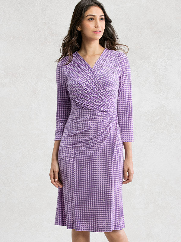 Lavender Cross Link Gather Dress