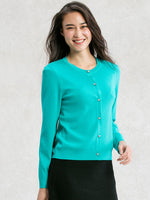 【Washable Knit】Mint Crew-neck Cardigan