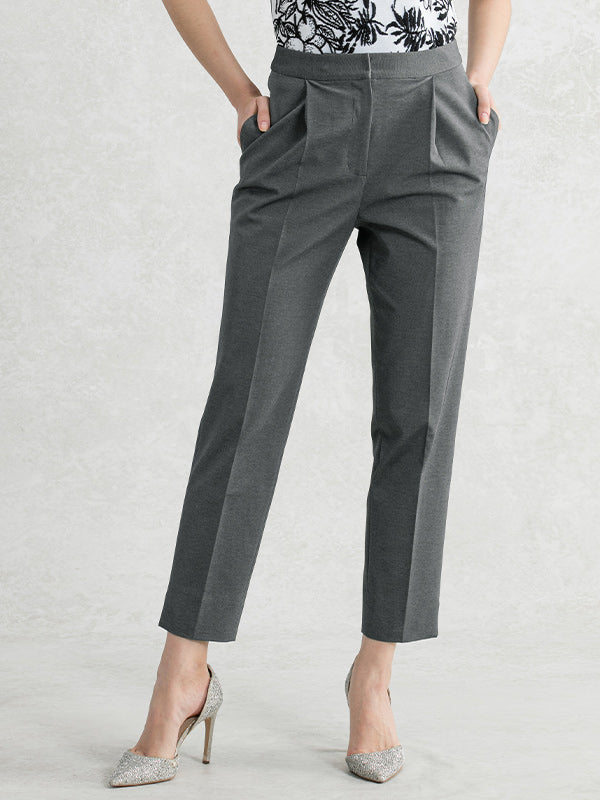 Cotton Blend: Gray Stretch I-Line Trousers