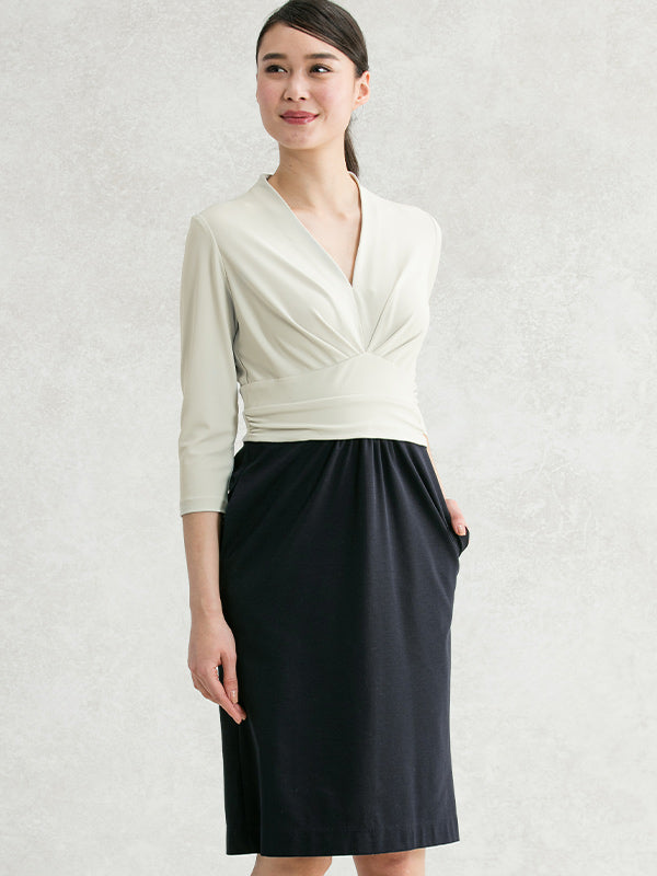 Gray × Navy Docking Shell Dress