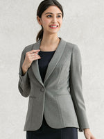 Grey Heathered Stretch Shawl Collar Long Jacket