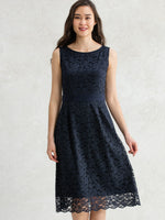Navy Lace Flare Dress
