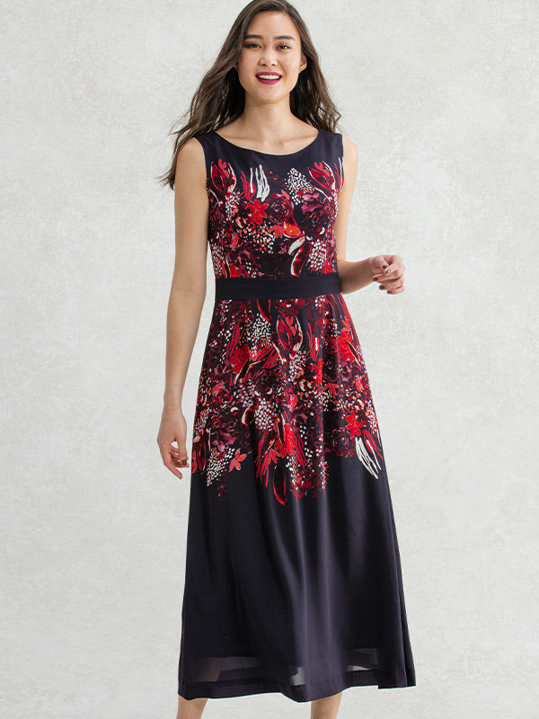 Stretch Chiffon: Midnight Dream Long Flare Dress