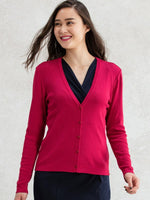 Red V-Neck Cardigan