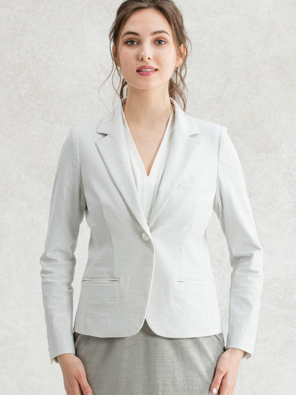 Stretch Jacquard: Greige Tailored Jacket