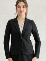 Stretch Jacquard: Black Jacquard Tailored Jacket