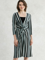 Striped V-Drape Dress