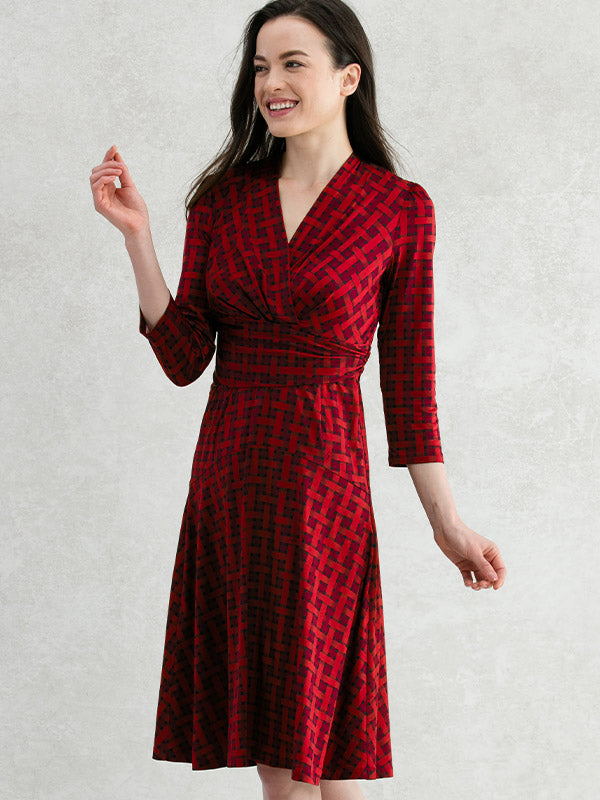 Red Check Cache-Coeur Dress