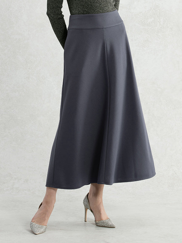 Long Length: Blue-Gray Bias Long Skirt