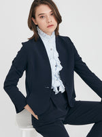 All-Season / No Lining: Navy Collarless Jacket