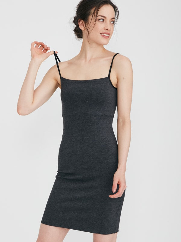 Charcoal Gray Body-Shaping Warm Dress