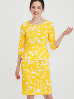 Yellow Dalmatian Peplum Dress