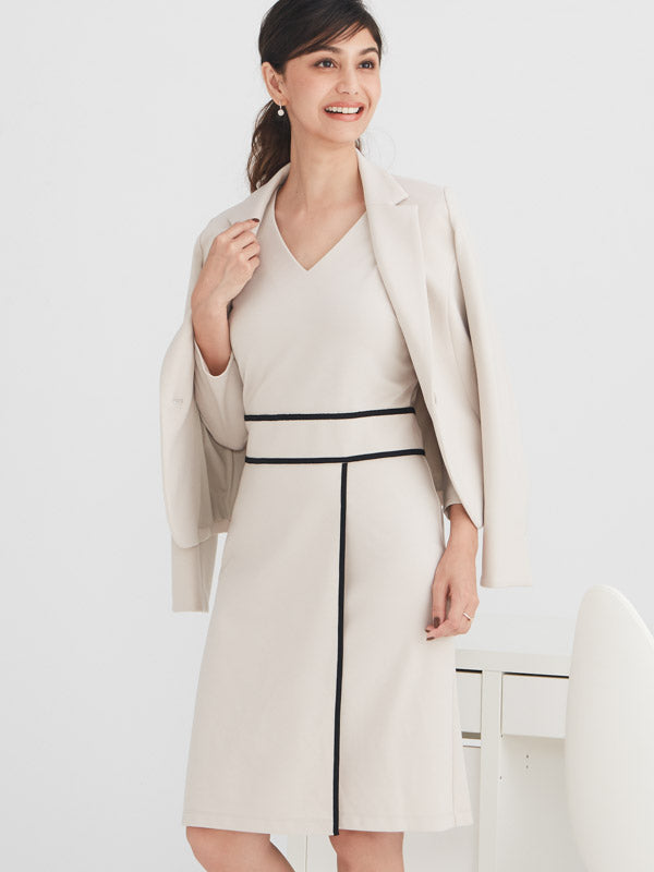 Greige Piping Dress