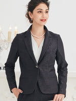 Stretch Jacquard: Black Jacquard Tailored Jacket