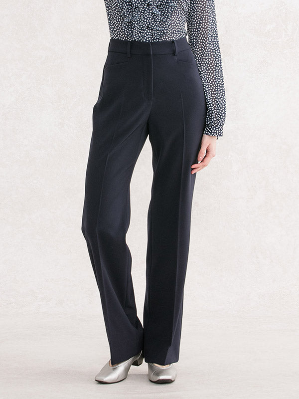 All-Season Material: Smart Stretch Navy Straight Pants