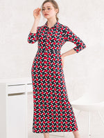 Long Length: Red Pinwheel Long Shirt Dress