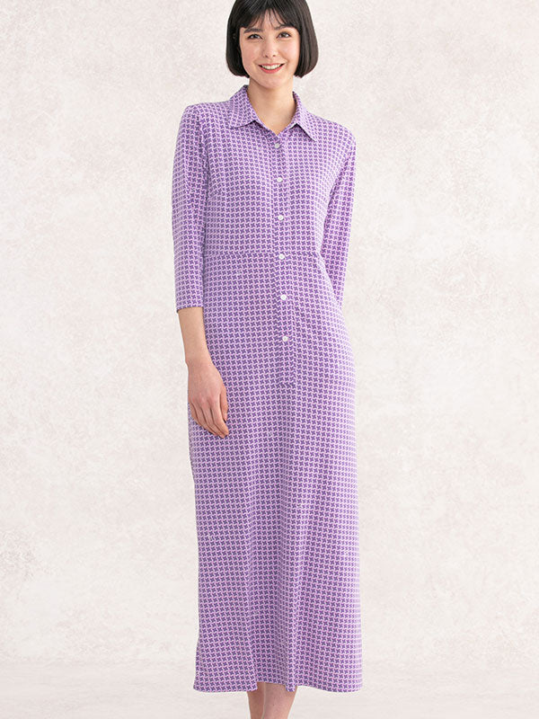 Long Length: Lavender Crosslink Long Shirt Dress