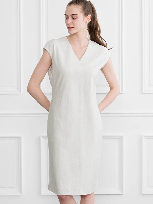 White-Gray Denim Sack Dress
