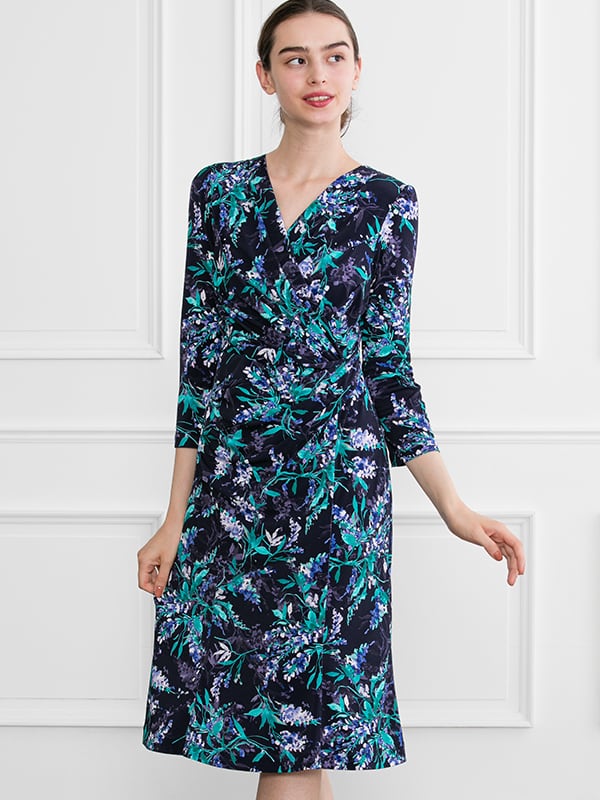 Navy Aroma Gathered Dress