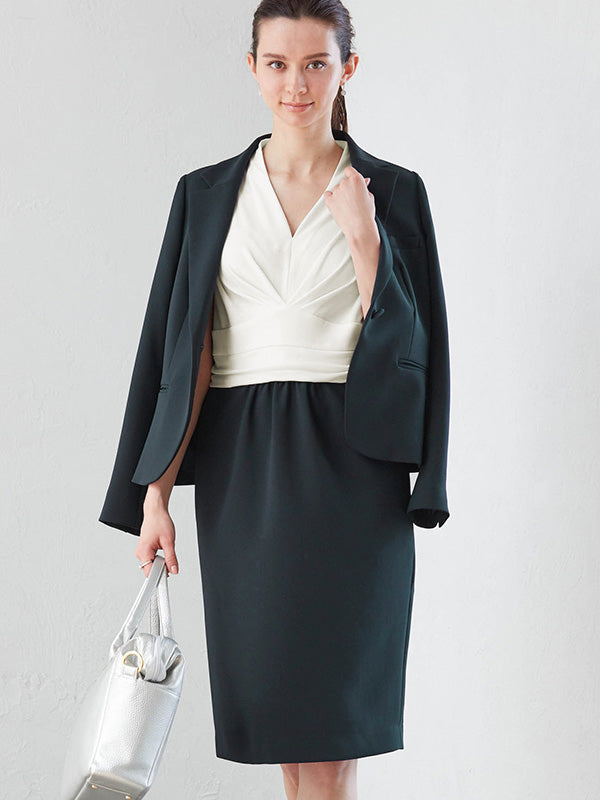Airy Stretch: Airy Stretch White And Navy Shell Dress