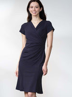 Body Shape Correction: Navy Gathered Dress