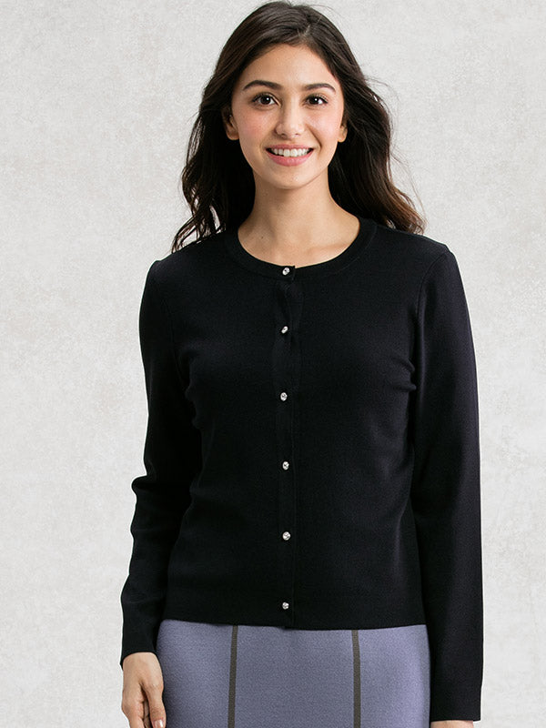 Navy Crew-Neck Cardigan