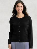 Black crew neck cardigan