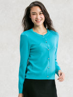 【Washable Knit】Blue Hawaii Crew-neck Cardigan