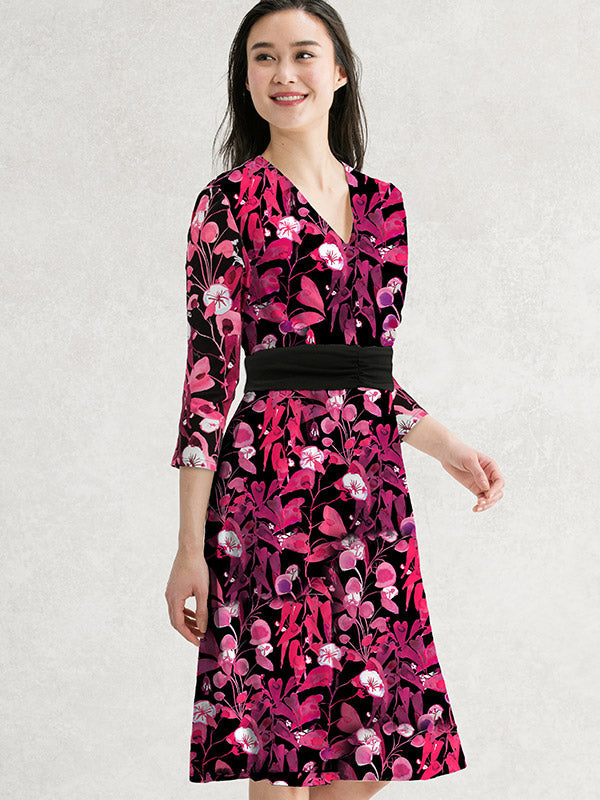 Pink Leaf Marilyn Dress