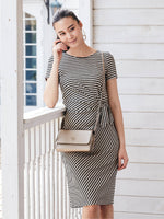 Beige X Black Stripe Daily Dress