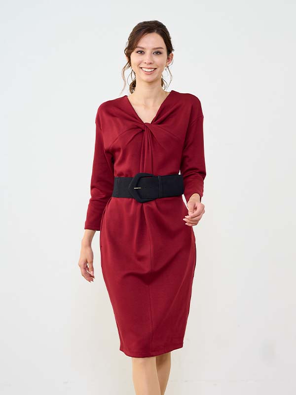 Red Neck Twist Dress