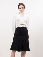 Stretch Jacquard: Black Knee-Length Mermaid Skirt