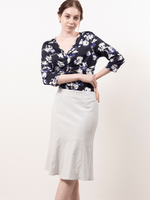 Stretch Jacquard: Greige Knee-Length Mermaid Skirt
